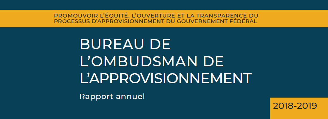 Rapport annuel 2018-2019 Bureau de l'ombudsman de l'approvisionnement